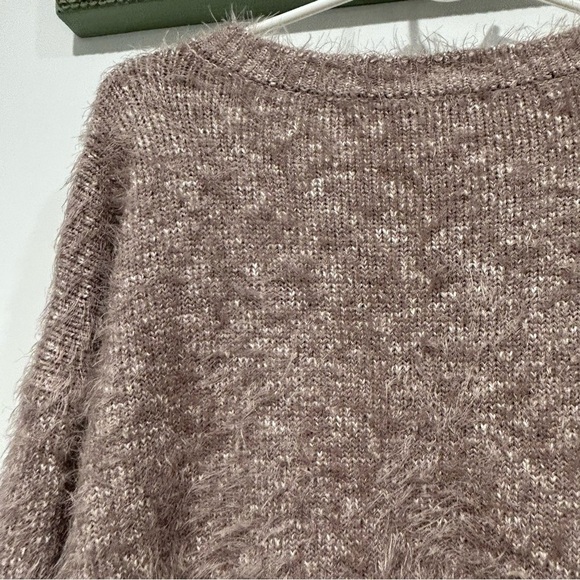 Express fuzzy grey black velvet lace front pullover sweater women’s small - Picture 9 of 9